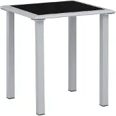 vidaXL Gartentisch Schwarz und Silbern 41x41x45 cm Stahl und Glas
