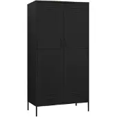 vidaXL Kleiderschrank Schwarz 90x50x180 cm Stahl