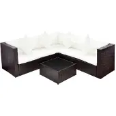 vidaXL 4-tlg. Garten-Lounge-Set mit Kissen Poly-Rattan Braun