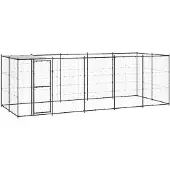 vidaXL Outdoor-Hundezwinger mit Überdachung Stahl 12,1 m2 3082294