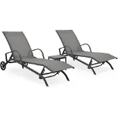 vidaXL Sonnenliegen 2 Stk. mit Tisch Textilene und Stahl