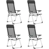 vidaXL Klappbare Campingstühle 4 Stk. Aluminium Schwarz