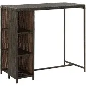 vidaXL Bartisch mit Regal Braun 120x60x110 cm Poly Rattan
