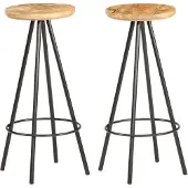 vidaXL Barhocker 2 Stk. Raues Mangoholz