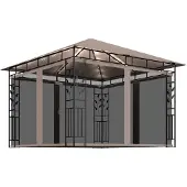 vidaXL Pavillon mit Moskitonetz & LED-Lichterkette 3x3x2,73 m Taupe
