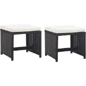 vidaXL Gartenhocker 2 Stk. mit Sitzkissen Poly Rattan Schwarz