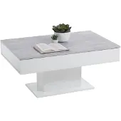 FMD Couchtisch "Avola", grau (beton la, weiß edelglanz, weiß, beton la), B:100,4cm H:46,1cm T:65,4cm, Tische, Couchtisch, mit Stauraum unter der verschiebbaren Tischplatte, 100 x 80 cm