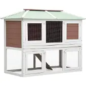 vidaXL Kleintier-/Kaninchenstall 2 Etagen Braun Holz