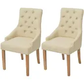 vidaXL Esszimmerstühle 2 Stk. Creme Stoff