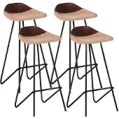 vidaXL Barhocker 4 Stk. Braun Echtleder