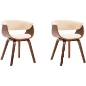 vidaXL Esszimmerstühle 2 Stk. Creme Bugholz und Kunstleder