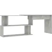 vidaXL Eckschreibtisch Betongrau 200x50x76 cm Holzwerkstoff