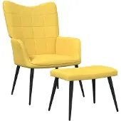 vidaXL Relaxsessel mit Hocker Senfgelb Stoff