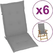 vidaXL Gartenstuhlauflagen für Hochlehner 6 Stk. Grau 120x50x3cm Stoff