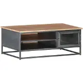vidaXL Couchtisch Grau 90x50x35 cm Massivholz Akazie