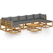 vidaXL 8-tlg. Garten-Lounge-Set mit Auflagen Massivholz Akazie