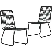 vidaXL Gartenstühle 2 Stk. Poly Rattan Schwarz