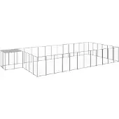 vidaXL Hundezwinger Silbern 22,99 m² Stahl