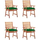 vidaXL Garten-Essstühle 4 Stk. mit Kissen Massivholz Akazie