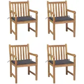 vidaXL Gartenstühle 4 Stk. mit Anthrazit Kissen Massivholz Teak