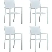 vidaXL Gartenstühle 4 Stk. Weiß Kunststoff Rattan-Optik