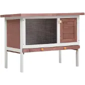 vidaXL Kaninchenstall 1 Ebene Braun Holz