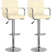 vidaXL Barhocker 2 Stk. Creme Kunstleder