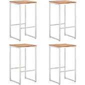 vidaXL Barhocker 4 Stk. Massivholz Akazie und Edelstahl
