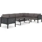 vidaXL 8-tlg. Garten-Lounge-Set mit Auflagen Poly Rattan Anthrazit