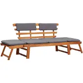 vidaXL 2-in-1 Gartenliege mit Auflage 190 cm Massivholz Akazie