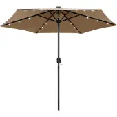 vidaXL Sonnenschirm mit LED-Beleuchtung und Alu-Mast 270 cm Taupe