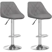vidaXL Barhocker 2 Stk. Grau Kunstleder
