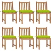 vidaXL Gartenstühle 6 Stk. mit Kissen Massivholz Teak