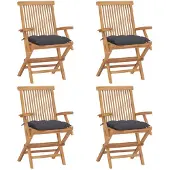 vidaXL Gartenstühle mit Anthrazit Kissen 4 Stk. Massivholz Teak