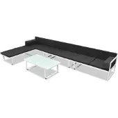 vidaXL 5-tlg. Garten-Lounge-Set Textilene Aluminium Schwarz