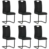 vidaXL Freischwinger 6 Stk. Schwarz Kunstleder