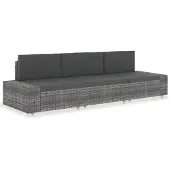 vidaXL Modulares 3-Sitzer-Sofa Poly Rattan Grau