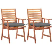 vidaXL Garten-Essstühle 2 Stk. mit Kissen Massivholz Akazie