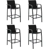 vidaXL Garten-Barstühle 4 Stk. Schwarz Textilene