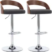 vidaXL Barhocker 2 Stk. Dunkelgrau Stoff und Bugholz