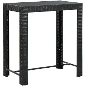 vidaXL Garten-Bartisch Schwarz 100x60,5x110,5 cm Poly Rattan