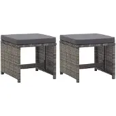 vidaXL Gartenhocker 2 Stk. mit Sitzkissen Poly Rattan Anthrazit