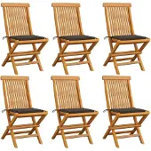 vidaXL Gartenstühle mit Taupe Kissen 6 Stk. Massivholz Teak