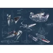Komar Vliestapete "Digitaldruck Vlies - Star Wars Blueprint Dark - Größe 400 x 280 cm" bedruckt glatt Kinderzimmer