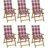 vidaXL Klappbare Gartenstühle 6 Stk. mit Auflagen Massivholz Akazie