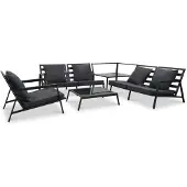 vidaXL 5-tlg. Garten-Lounge-Set mit Auflagen Aluminium Dunkelgrau