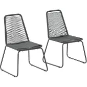 vidaXL Gartenstühle 2 Stk. Poly Rattan Schwarz