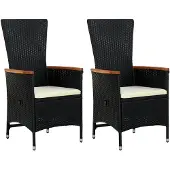 vidaXL Gartenstühle 2 Stk. mit Polstern Poly Rattan Schwarz