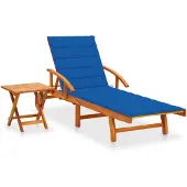 vidaXL Sonnenliege mit Tisch und Auflage Akazie Massivholz