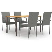 vidaXL 5-tlg. Garten-Essgruppe Poly Rattan Grau